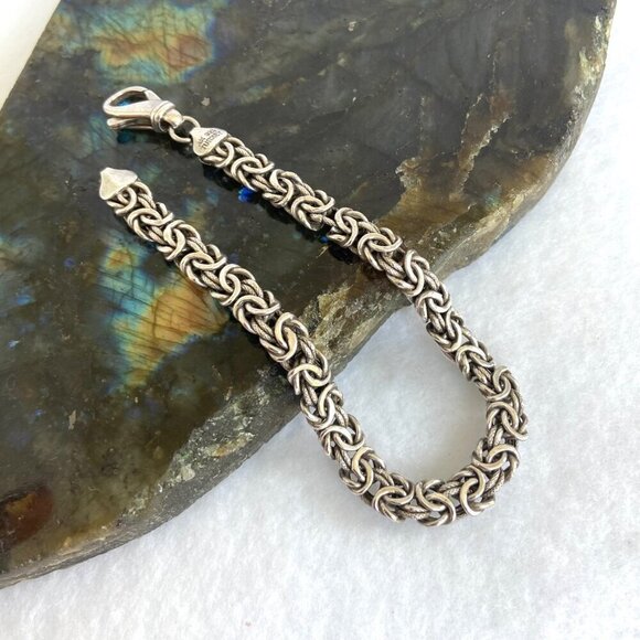 Sterling Silver 925 AK Turkey 6MM Byzantine Birdcage Link Chain Bracelet 7.5" - Picture 4 of 16